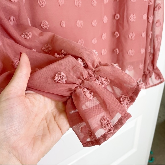 Boutique Andree by Unit Mauve Pom Pom High Neck Blouse - Picture 9 of 14